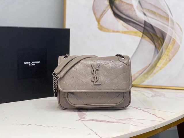 YSL专柜款女包 聖羅蘭經典款Niki油蠟抓皺牛皮包包 YSL肩背斜挎包 533037  jjh1092