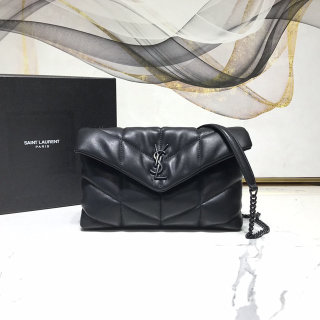 YSL专柜款女包 聖羅蘭經典款絎縫小羊皮迷你號郵差包 YSL肩背斜挎包 602333  jjh1130