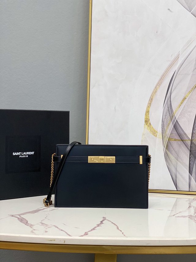 YSL专柜款女包 聖羅蘭經典款MANHATTAN BOX皮革手拿包 YSL肩背斜挎包 6364780  jjh1131