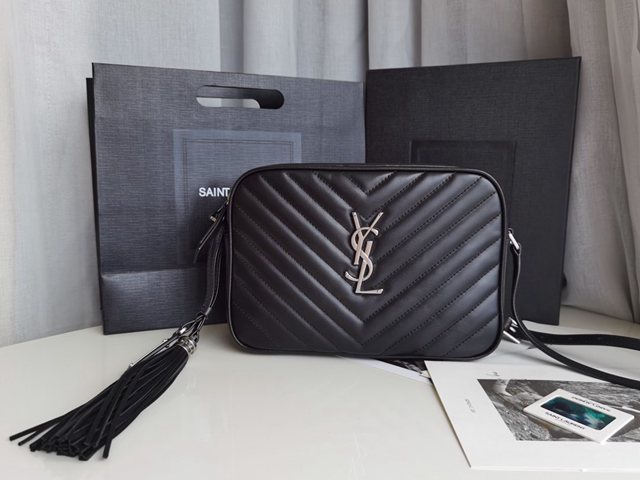 YSL专柜款女包 聖羅蘭經典款原廠皮LOU流蘇吊墜相機包 YSL肩背斜挎包 520534  jjh1148