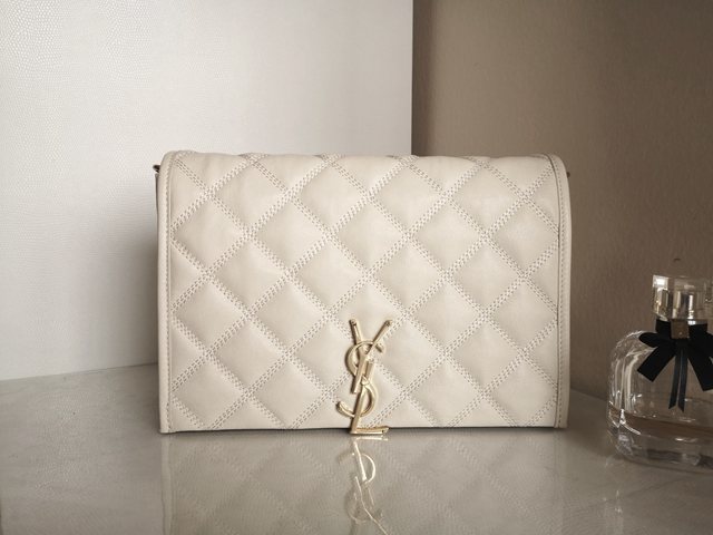 YSL专柜款女包 聖羅蘭經典款原廠皮Becky菱形絎縫小羊皮鏈條包 YSL肩背斜挎包 629426  jjh1154