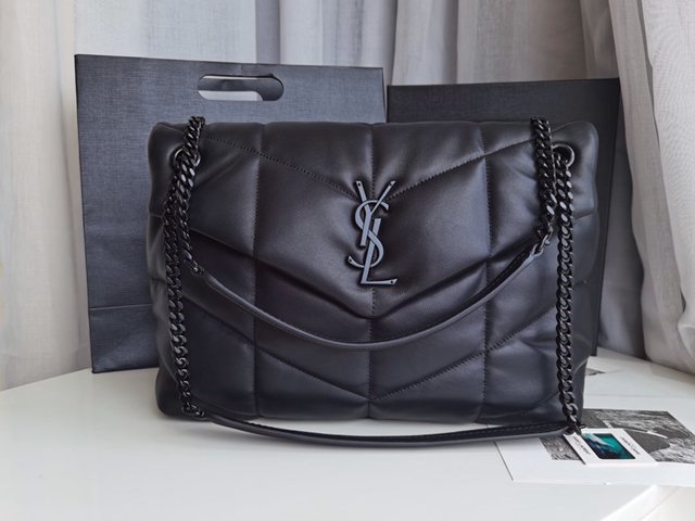 YSL专柜款女包 聖羅蘭經典款LOULOU PUFFER絎縫小羊皮包 YSL肩背斜挎包 577475  jjh1157