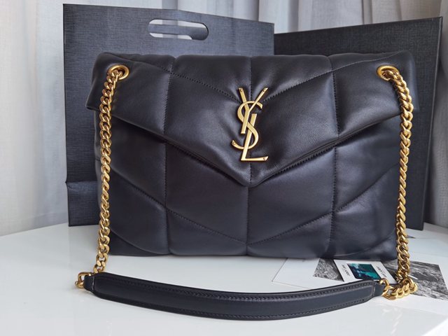 YSL专柜款女包 聖羅蘭經典款LOULOU PUFFER絎縫小羊皮包 YSL肩背斜挎包 577475  jjh1158