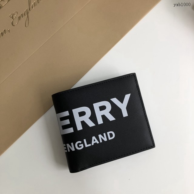 Burberry專門店新款男士錢包 巴寶莉徽標印花皮革短夾 yxb1000