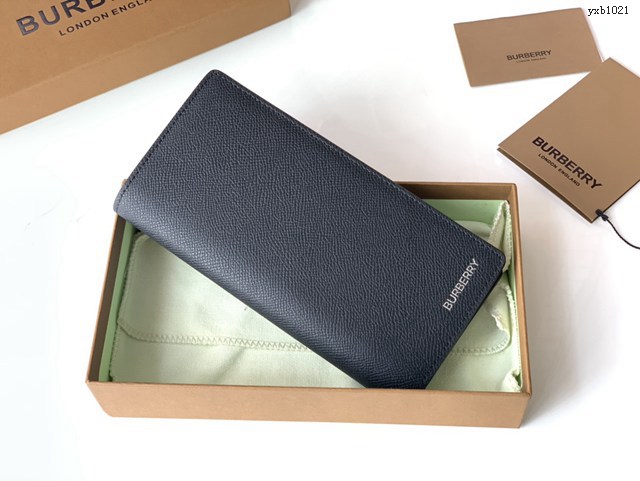 Burberry專門店新款西裝夾錢包 巴寶莉黑色小牛皮對折長夾 yxb1021