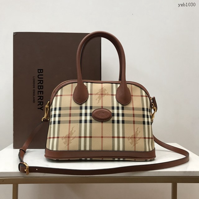 Burberry專門店新款中古BB貝殼包 巴寶莉經典戰馬格子手提女包 yxb1030