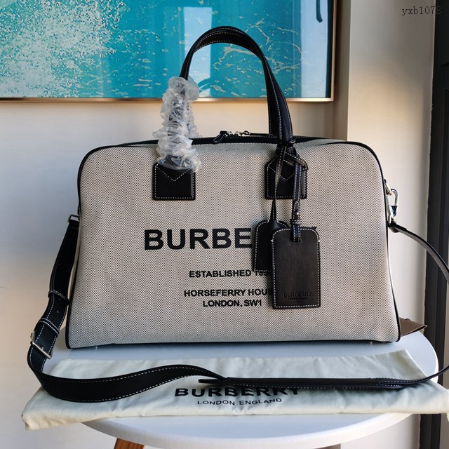 Burberry專門店新款精製手提包 巴寶莉Horseferry印花棉質帆布手提包 yxb1078