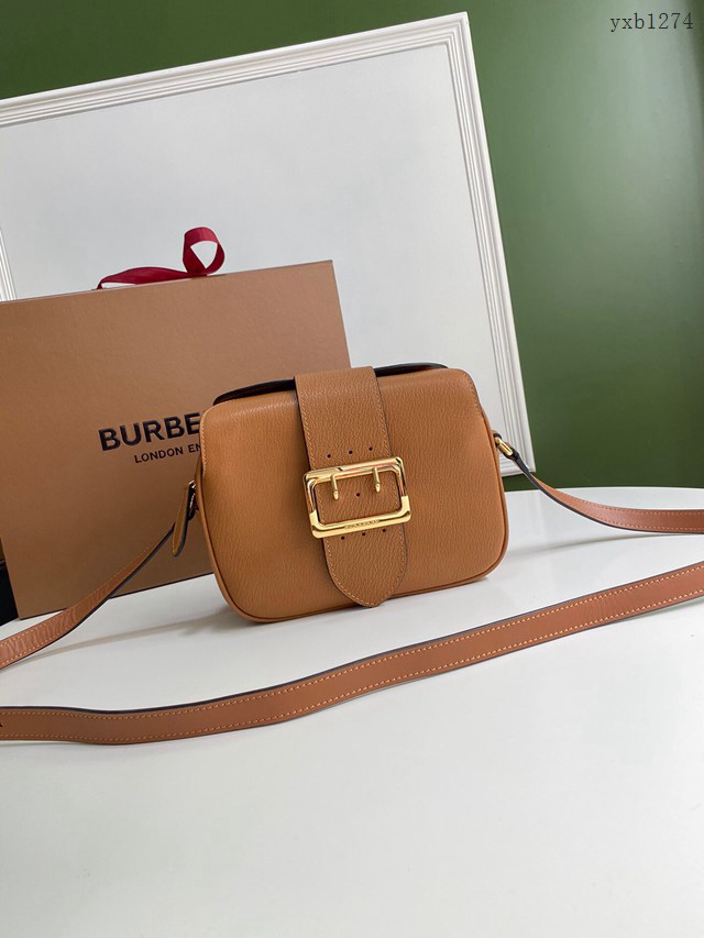 Burberry專門店新款搭扣包 巴寶莉粒紋皮革單肩斜挎女包 yxb1274