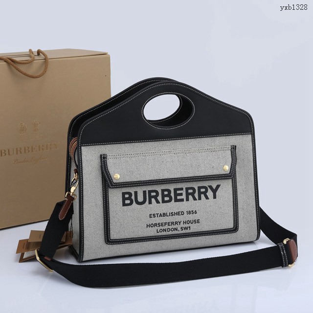 Burberry專門店新款大號37cm撲克包拉鏈 巴寶莉手提肩背斜挎女包 yxb1328