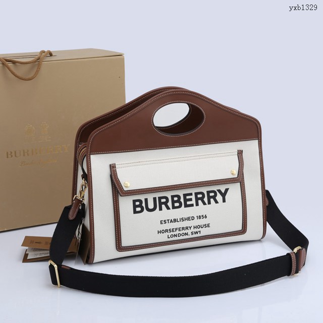 Burberry專門店新款大號37cm撲克包拉鏈 巴寶莉手提肩背斜挎女包 yxb1329
