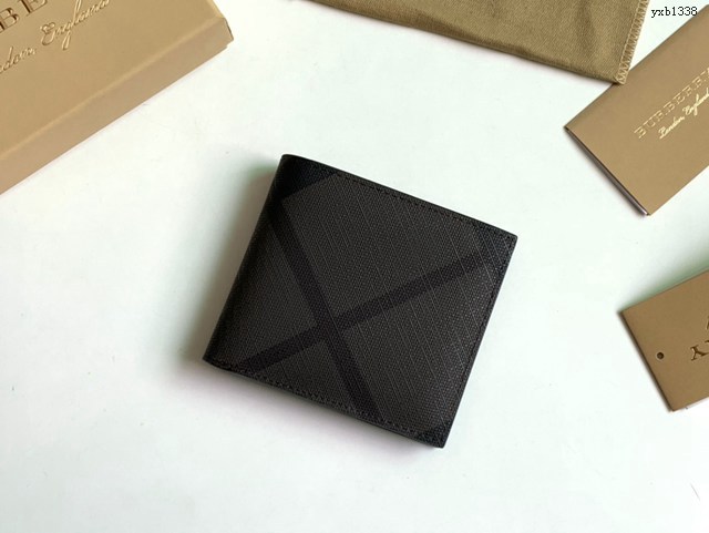 Burberry專門店新款男士短夾錢包 巴寶莉煙熏格子新顏色錢夾 yxb1338