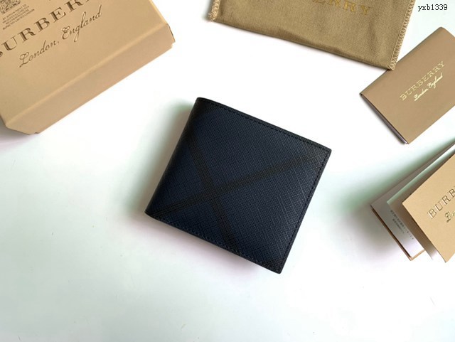 Burberry專門店新款男士短夾錢包 巴寶莉煙熏格子新顏色錢夾 yxb1339