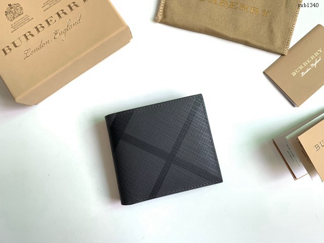 Burberry專門店新款男士短夾錢包 巴寶莉煙熏格子新顏色錢夾 yxb1340