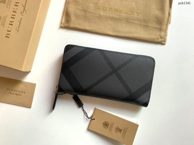 Burberry專門店新款煙熏格子男女長錢包 巴寶莉官方新配色小號拉鏈錢包 yxb1341