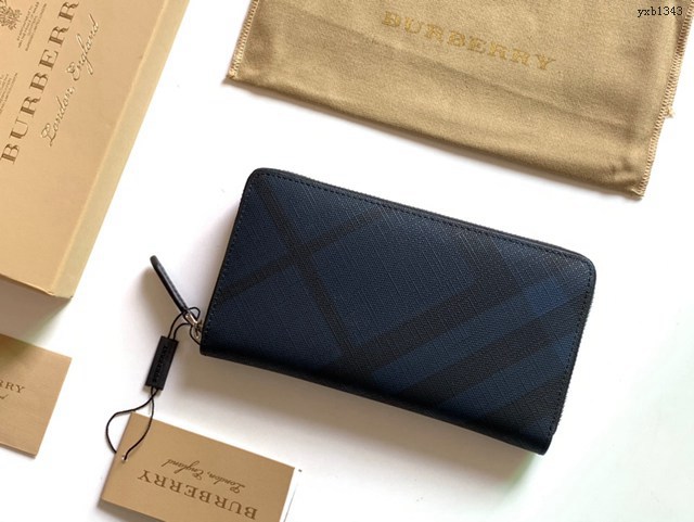 Burberry專門店新款煙熏格子男女長錢包 巴寶莉官方新配色小號拉鏈錢包 yxb1343