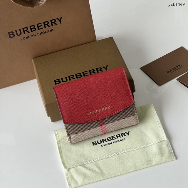 Burberry專門店新款女士短夾錢包 巴寶莉拼色翻蓋短錢包 yxb1449