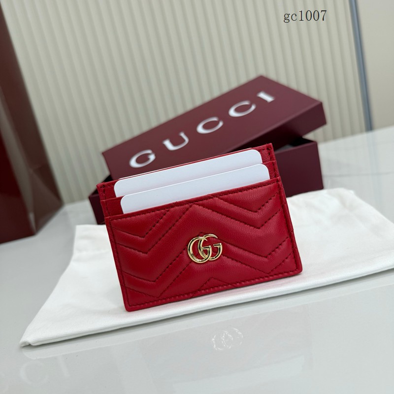 Gucci專櫃2026新款絎縫V型納帕羊皮革卡包 古馳Marmont女士卡套名片夾 443127  gc1007