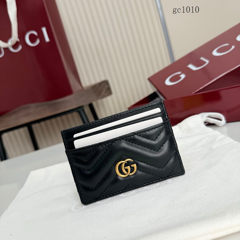 Gucci專櫃2026新款絎縫V型納帕羊皮革卡包 古馳Marmont女士卡套名片夾 443127  gc1010