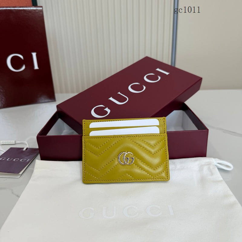 Gucci專櫃2026新款絎縫V型納帕羊皮革卡包 古馳Marmont女士卡套名片夾 443127  gc1011