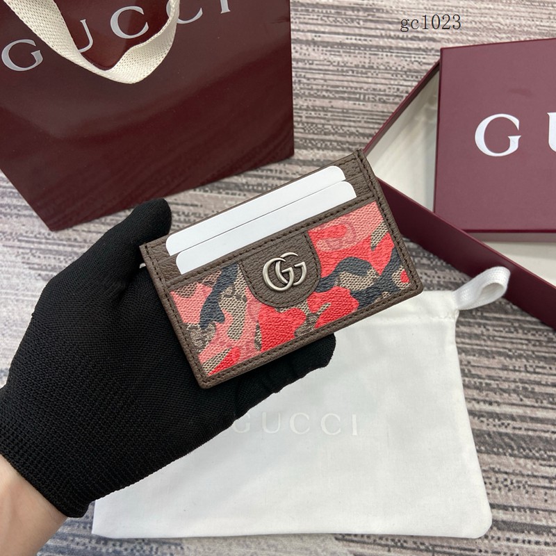 Gucci專櫃2026新款金屬標卡包 古馳迷彩男女卡夾名片夾 834795  gc1023