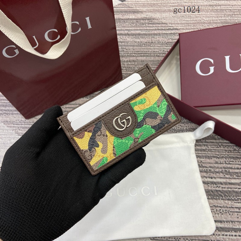 Gucci專櫃2026新款金屬標卡包 古馳迷彩男女卡夾名片夾 834795  gc1024
