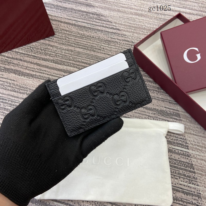 Gucci專櫃2026新款粒面牛皮革卡包 古馳Imprint男女卡夾名片夾 835151  gc1025