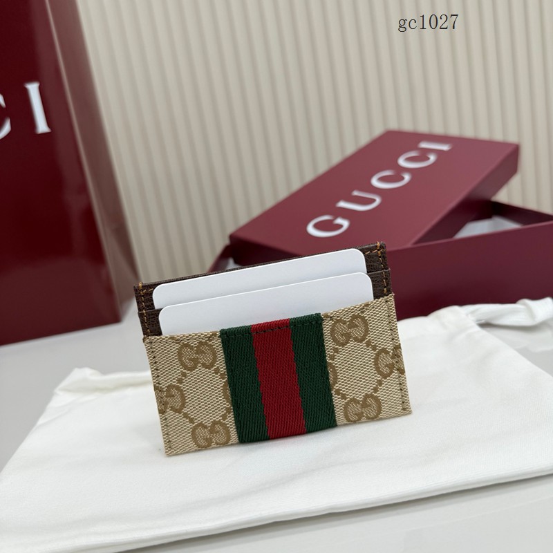 Gucci專櫃2026新款紅綠織帶卡夾名片夾 古馳老花男女卡套卡包 867384  gc1027