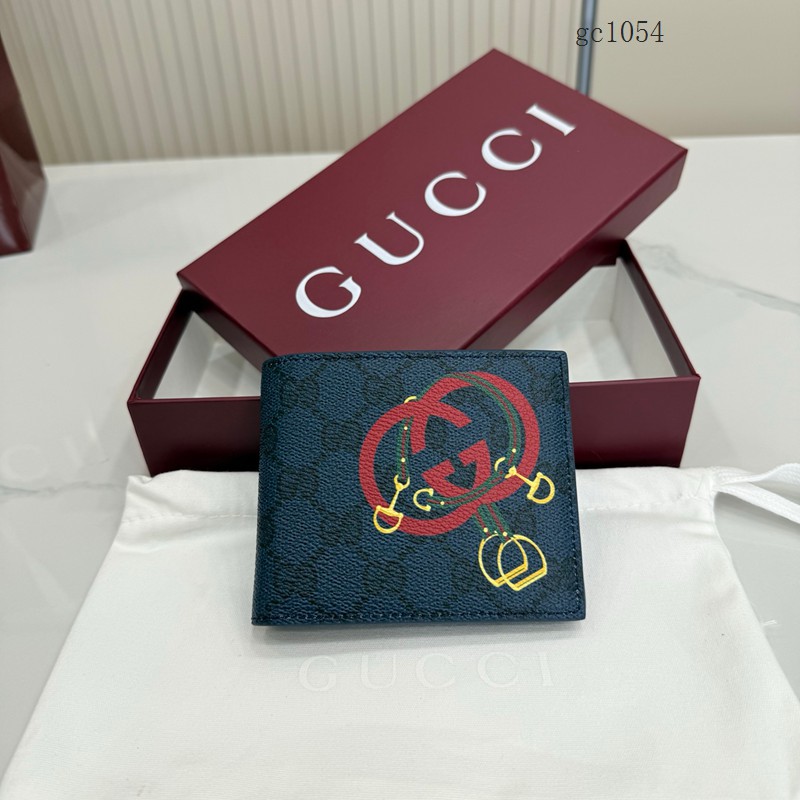 Gucci專櫃馬鐙印花雙折男士錢包 古馳卡通雙G印花錢夾錢包 853434  gc1054