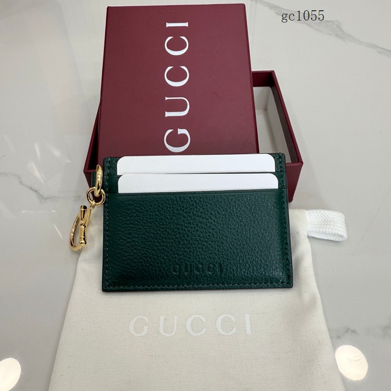 Gucci專櫃2026新款黑色全皮卡夾名片夾 古馳半馬銜扣男女卡包 855651  gc1055