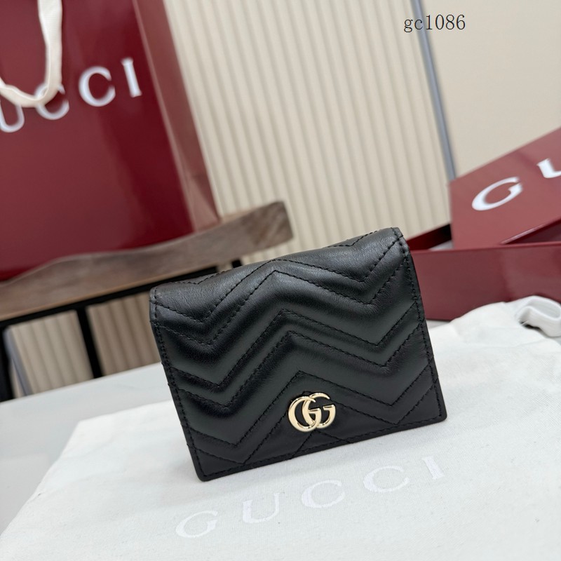 Gucci專櫃2026新款按扣對折拉鏈錢包 古馳Marmont系列翻蓋女士錢夾卡包 466492  gc1086