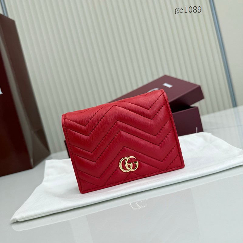 Gucci專櫃2026新款按扣對折拉鏈錢包 古馳Marmont系列翻蓋女士錢夾卡包 466492  gc1089