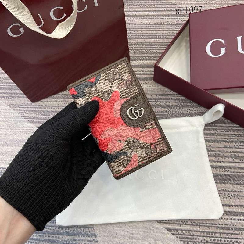 Gucci專櫃2026新款男女大理石紋錢包 古馳迷彩系列對折錢夾護照夾 834691  gc1097