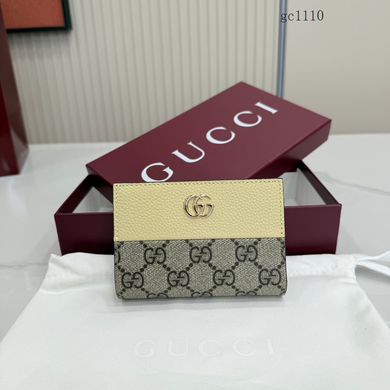 Gucci專櫃2026新款拼接女士拉鏈錢包 古馳Marmont系列按扣拼色錢夾卡夾 772328  gc1110