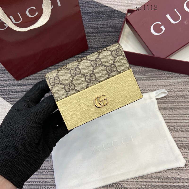 Gucci專櫃2026新款拼接女士拉鏈錢包 古馳Marmont系列按扣拼色錢夾卡夾 841358  gc1112