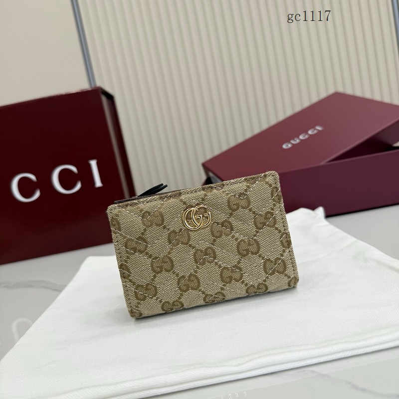 Gucci專櫃2026新款女士帆布拉鏈錢包 古馳Generation系列按扣拼色錢夾卡夾 773427  gc1117