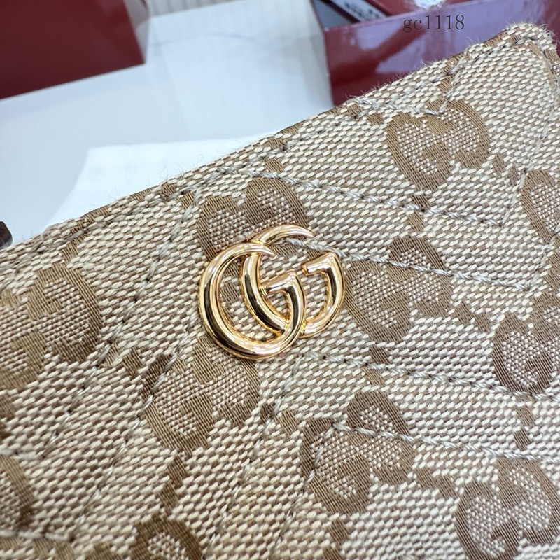 Gucci專櫃2026新款女士帆布拉鏈錢包 古馳Generation系列按扣拼色錢夾卡夾 773427  gc1118
