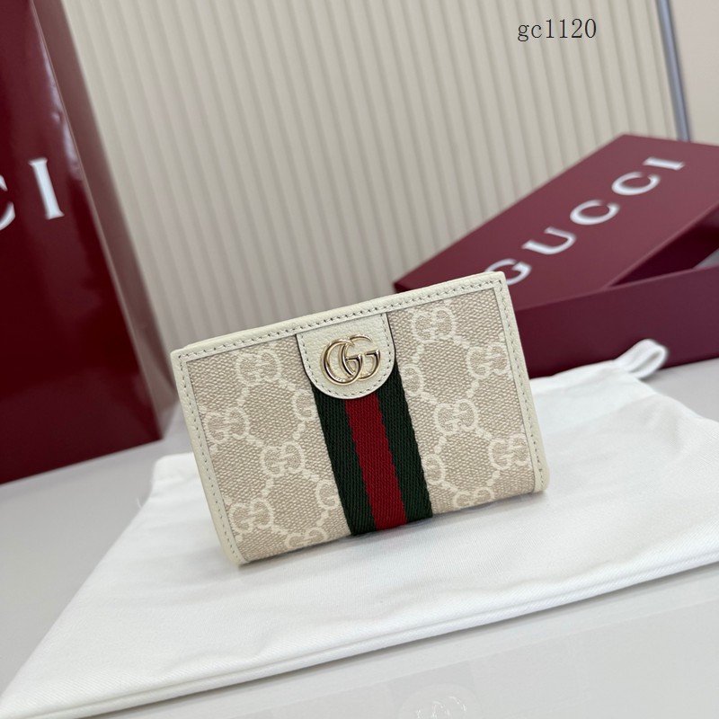 Gucci專櫃經典印花織帶按扣錢夾 古馳Ophidia系列女士短款錢包 838468  gc1120