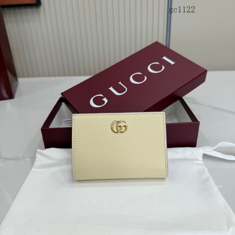 Gucci專櫃全皮短款錢夾 古馳Marmont系列女士按扣錢包 772328  gc1122