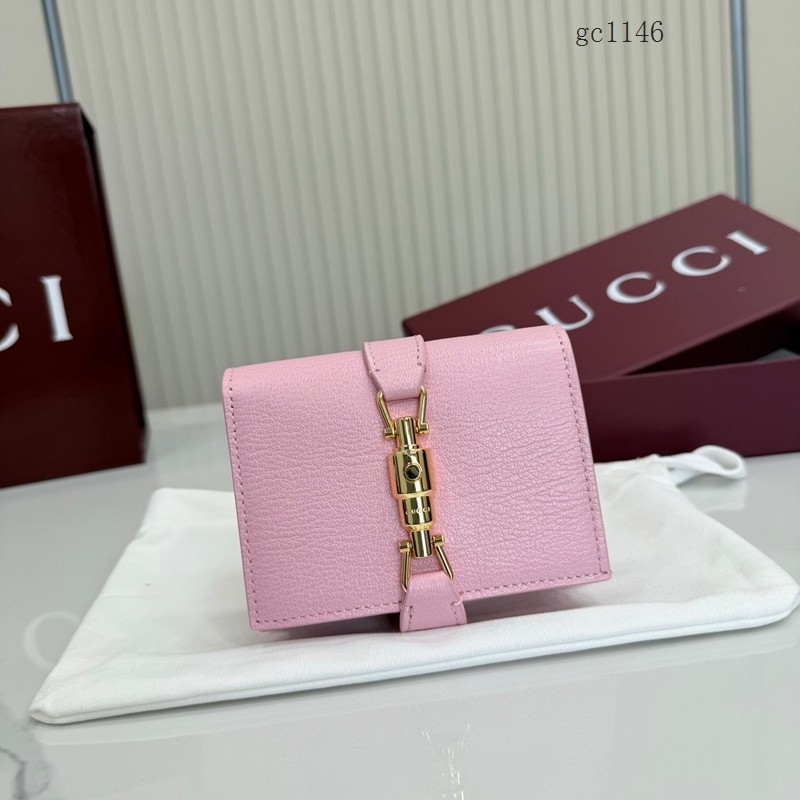 Gucci專櫃2026新款鎖扣對折錢夾 古馳Jackie1961系列女士全皮按扣錢包 867166  gc1146