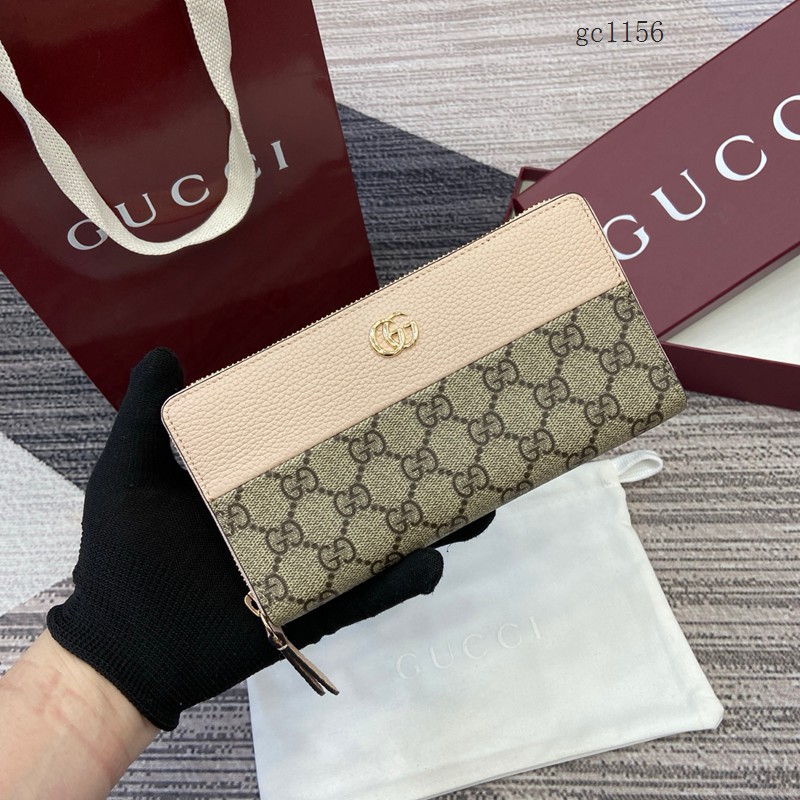 Gucci專櫃拼接全拉鏈錢包零錢包 古馳Marmont系列拼色女士長款錢包 456117  gc1156