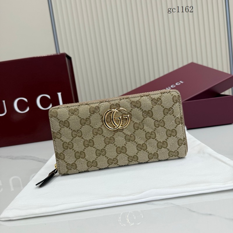Gucci專櫃雙G印花全拉鏈零錢包 古馳Generation系列帆布長款女士錢包 443123  gc1162