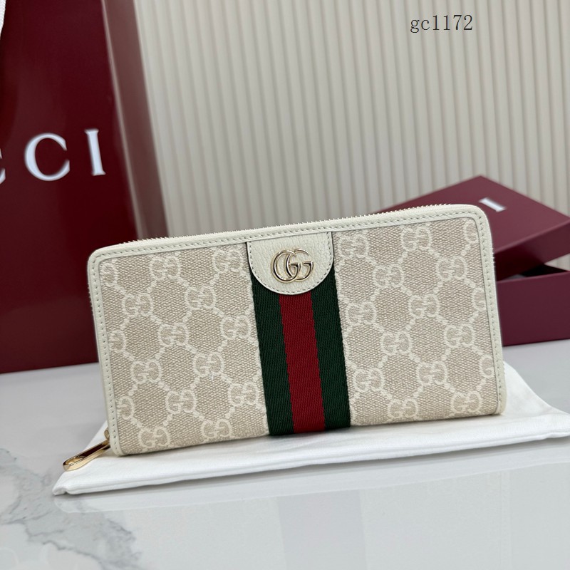 Gucci專櫃經典織帶男女錢夾 古馳Ophidia系列長款拉鏈零錢包 838484  gc1172