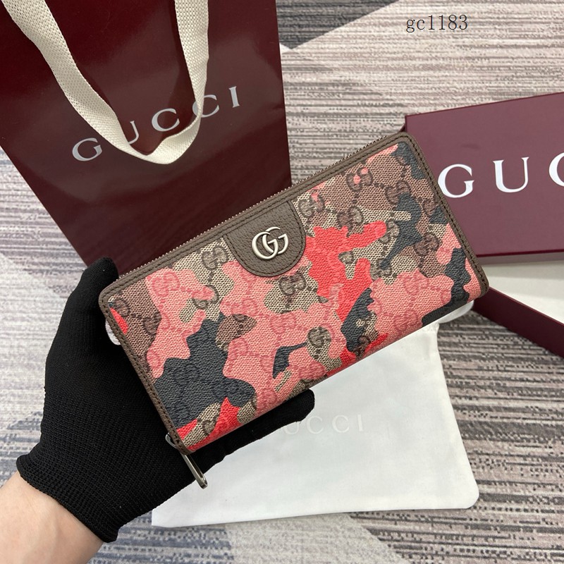 Gucci專櫃2026新款男女大理石紋錢包 古馳迷彩系列拉鏈零錢包 834694  gc1183