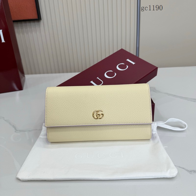Gucci專櫃全皮翻蓋長款零錢包 古馳Marmont系列女士長款錢包 456116  gc1190