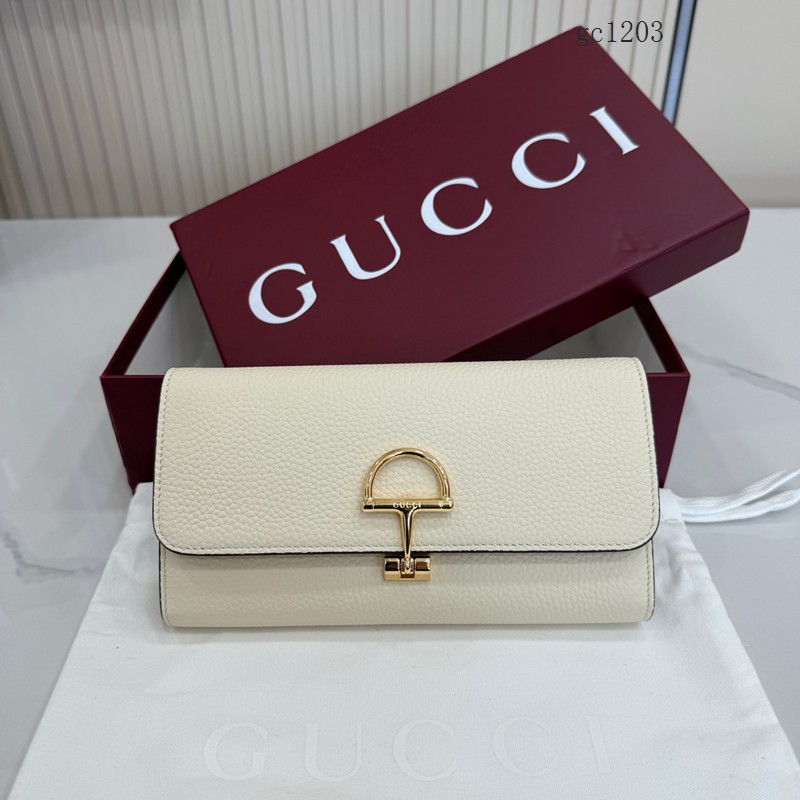 Gucci專櫃半馬銜扣長款錢包 古馳女士全皮翻蓋長款錢夾 848791  gc1203