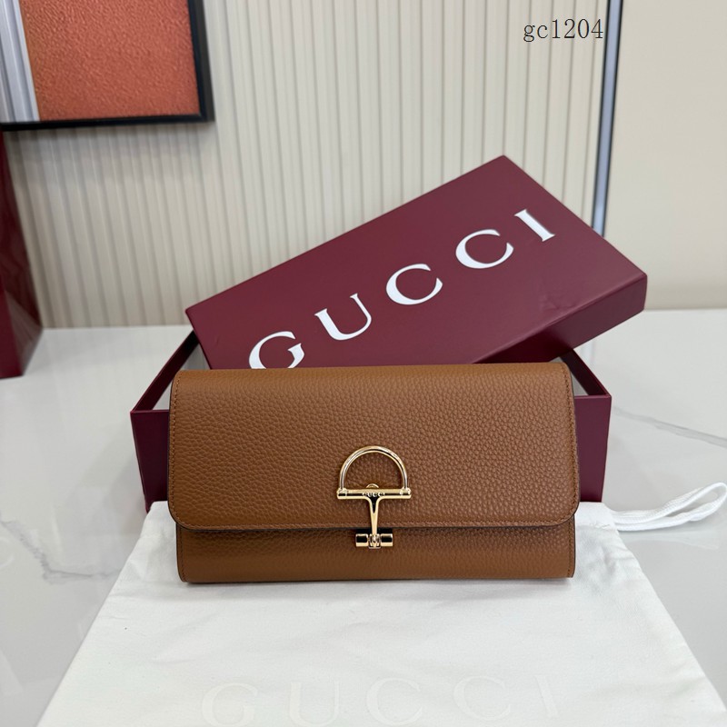 Gucci專櫃半馬銜扣長款錢包 古馳女士全皮翻蓋長款錢夾 848791  gc1204