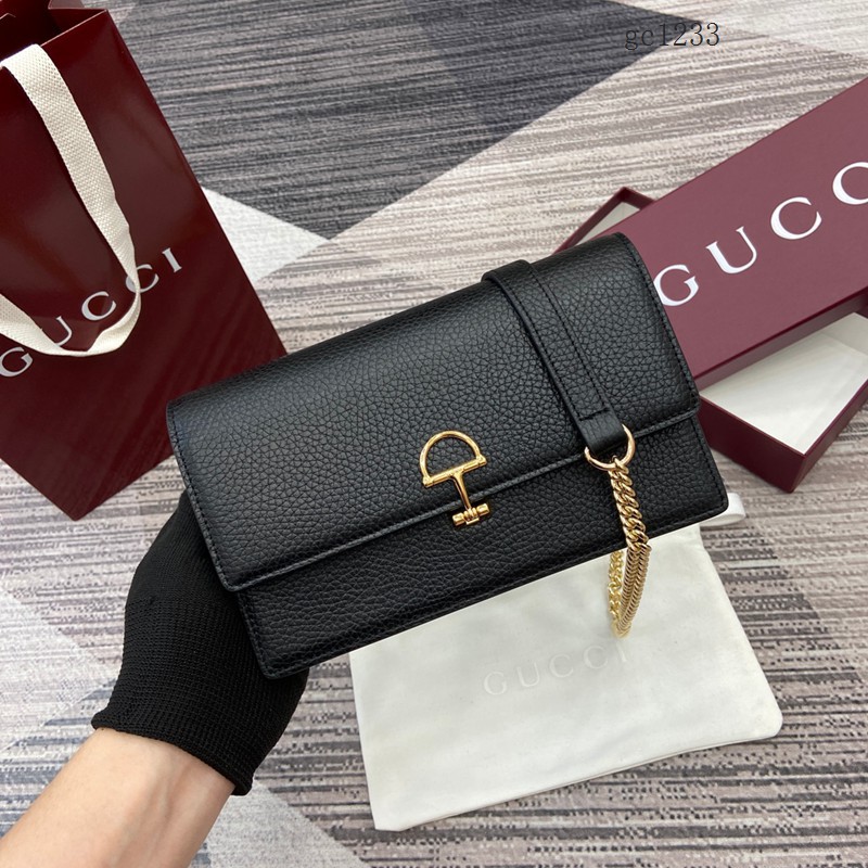 Gucci專櫃大號半馬銜扣翻蓋單肩斜挎包 古馳Softbit系列肩背包鏈條包 837373  gc1233