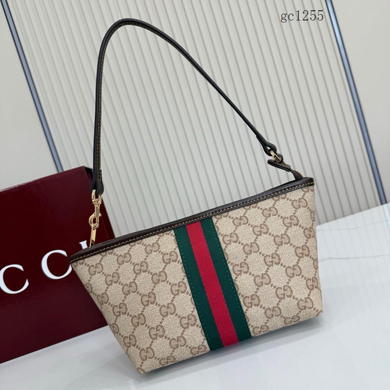 Gucci專櫃雙G印花織帶帆布單肩手拿包 古馳Generation系列女士經典腋下包 876055  gc1255