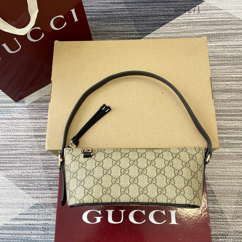 Gucci專櫃2025秋冬系列經典雙G老花腋下包 古馳Emblem系列女士小號肩背斜挎包 847281  gc1271