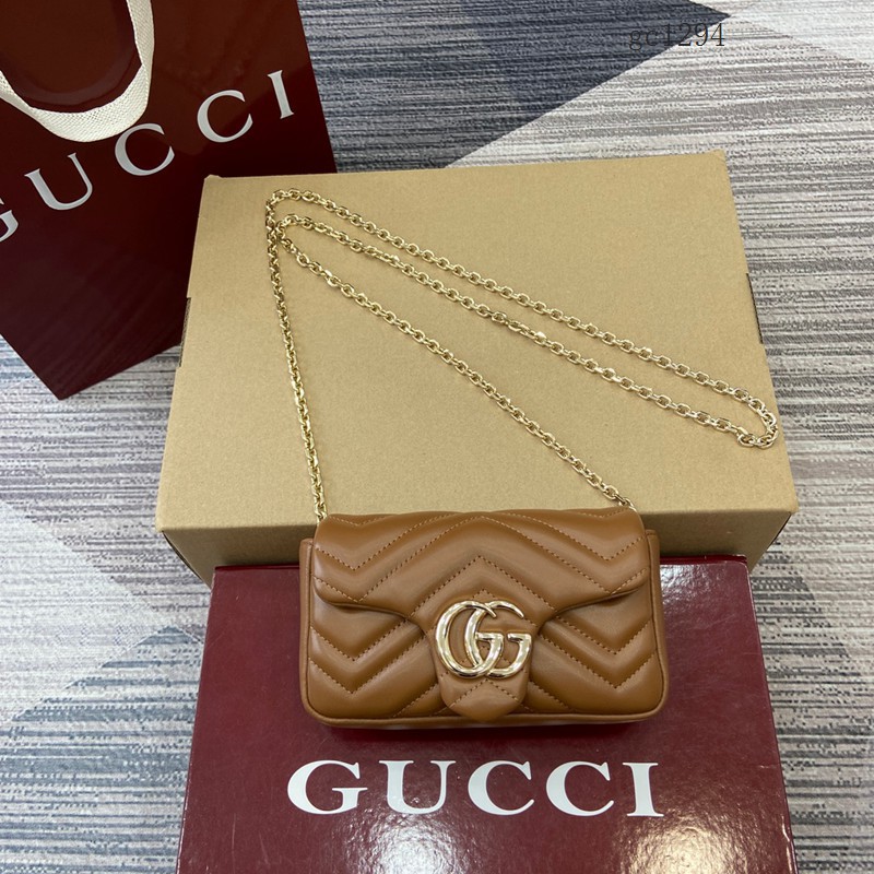 Gucci專櫃菱格絎縫羊皮鏈條包 古馳Marmont系列女士磁吸翻蓋單肩斜挎包 841290  gc1294
